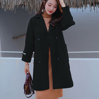 JOY OF JOY 2019冬季新款女装毛呢外套女中长款韩版学生呢子大衣女赫本风流行季 JWDY199780 黑色 S