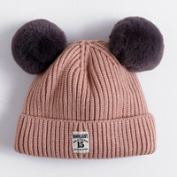 朗悦 冬季新款儿童帽子加绒加厚保暖针织帽幼儿防寒毛线帽保暖套头帽LPMZ19T304 粉色 