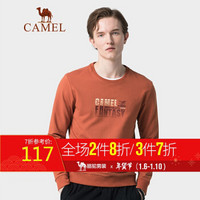 骆驼（CAMEL）男装 2019秋季新款卫衣男韩版潮流圆领长袖T恤休闲上衣服男 D9Q374368 桔红_XL