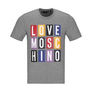 LOVE MOSCHINO 莫斯奇诺 灰色圆领短袖T恤衫 M 4 731 2Y E 1811 B733 S 男款