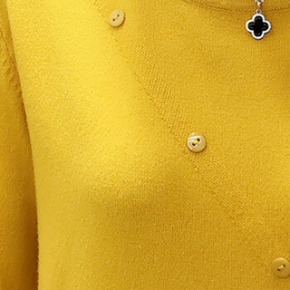 薇图（vitto）女装 2019新款秋冬套头针织打底衫修身长袖圆领毛衣NYml267VT 黄色 均码