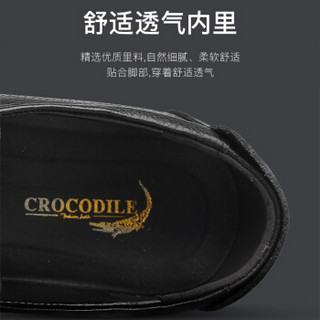 鳄鱼恤 CROCODILE 商务休闲鞋舒适百搭男鞋头层牛皮套脚驾车豆豆鞋休闲皮鞋男 EYX8823 黑色 42