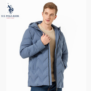 U.S. POLO ASSN.羽绒服2019秋冬季新款连帽时尚潮男百搭中长款休闲舒适防寒外套 6194117166 蓝灰 L