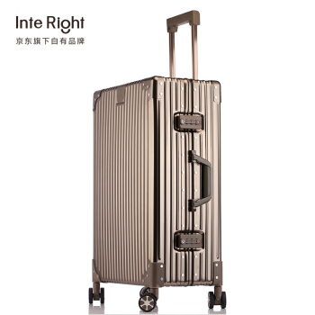InteRight 铝镁合金拉杆箱万向轮商务行李箱 钛金色24英寸