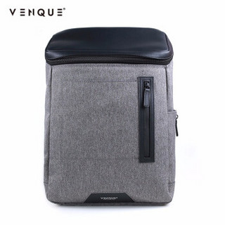 范克（VENQUE）双肩包 背包男士休闲商务15英寸笔记本电脑包大容量学生书包简约时尚旅行包包 灰色