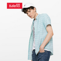 班尼路（Baleno）衬衫男 青年休闲格子麻棉衬衫男短袖夏季新款休闲衬衣 02C 02C L