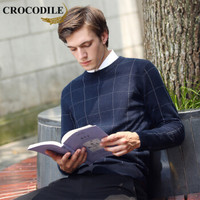 鳄鱼恤（CROCODILE）羊毛衫 男士2019秋冬时尚潮流休闲修身高端毛衣 721-1-XF93 藏青色 46