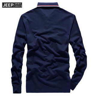 吉普JEEP 长袖T恤男POLO衫2019秋季新品翻领纯色棉质男士男装上衣RSC96031 黑色 XL