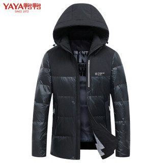 鸭鸭（YAYA）羽绒服男短款2019新款时尚潮流亮面防风加厚保暖冬季外套男GSYR8060 黑色 XL