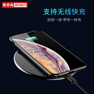 斯泰克 iPhone X/XS手机壳 苹果X/XS保护套双面磁吸全包防摔硬壳透明万磁王钢化玻璃壳 双面玻璃保护 黑色