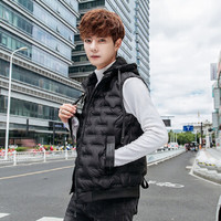 凯撒 KAISER 马甲男2019秋冬季韩版潮流青少年新款加厚保暖羽绒棉马夹背心坎肩外套 黑色 4XL