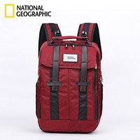 国家地理National Geographic时尚休闲双肩包男商务多功能背包学生书包14英寸大容量笔记本电脑包 红色