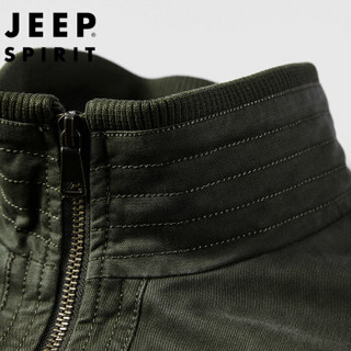 吉普（JEEP）夹克男2019年秋冬新品休闲商务立领多袋上衣外套JPL0010 军绿色 2XL