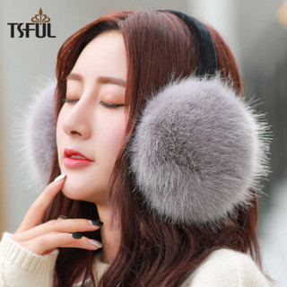 Tsful 耳罩保暖女韩版冬季加绒纯色卡通可爱耳包学生骑车时尚护耳套耳捂子 ASY98003EZD灰色