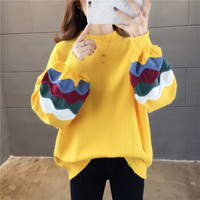 沫欣 针织衫女2019秋冬季新品女装韩版时尚宽松显瘦百搭洋气简约打底衫毛衣 zx3E416-3807 黄色 均码