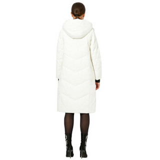 雅鹿（yaloo）羽绒服时尚韩版气质纯色连帽中长款 9899 白色 170/XL码