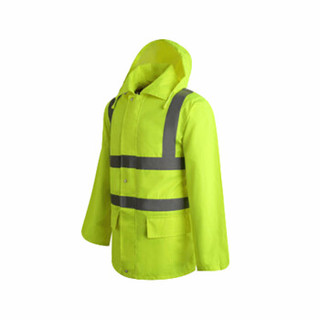 劳保佳 反光雨衣 反光安全服交通雨衣 新款交通雨衣 高速反光雨衣 防水工作服 工作服 荧光黄 L 可定制 