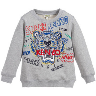 KENZO KIDS 高田贤三 奢侈品童装 19秋冬新款 男童灰色棉质虎头刺绣卫衣 KP15658 25 6A/6岁/116cm