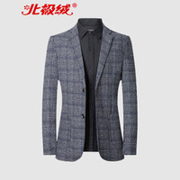 北极绒(Bejirong)休闲西服男 2019新款男士休闲青年格子百搭双扣外套西装 QT3005-660 灰色 XL
