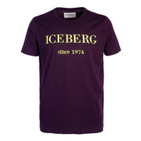 ICEBERG冰山 19秋冬新款 男士紫色棉质字母图案圆领短袖T恤19II1P0 F014 6331 7656 L码
