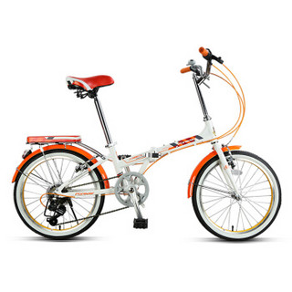 永久7变速20寸折叠自行车铝合金车架男女式成人轻便学生单车城市通勤车 YE2015 橙色