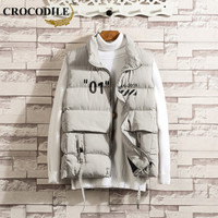 鳄鱼恤（CROCODILE）马甲 男士2019秋冬时尚潮流韩版休闲修身马甲 A040-MJ08 灰色 XL