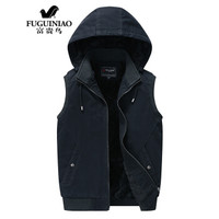 富贵鸟男士马甲男爸爸秋冬装加绒棉质中老年男装加厚保暖背心老爸马夹坎肩爷爷老人冬季衣服外套 黑色 2XL