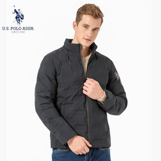 U.S. POLO ASSN.羽绒服男2019年秋冬新品立领加厚休闲防风中青年保暖鸭绒外套男装上衣 6194117164 黑色 2XL