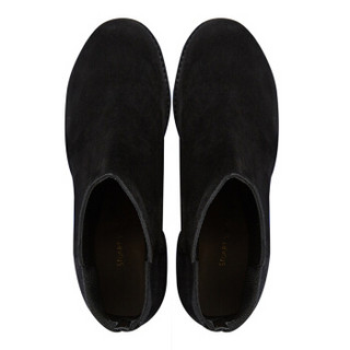 STUART WEITZMAN 斯图尔特·韦茨曼 女士黑色绒面牛皮平底短靴 EASYON BLACK SUE/SUE ELASTIC 35.5