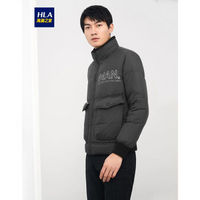 HLA海澜之家羽绒服男2019冬季新品立领大口袋保暖鹅绒外套HWRAJ4R048A黑色(83)180/96A(52)