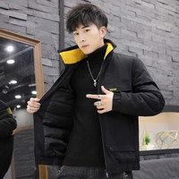 富铤 FORTEI 棉服男士2019冬季新款帅气工装外套韩版潮流短款棉袄加厚保暖棉衣 加厚黑色 M