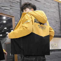 富铤 FORTEI 潮牌棉衣男2019新款冬季韩版潮流百搭防寒棉服短款棉袄加厚外套男 黄色 3XL