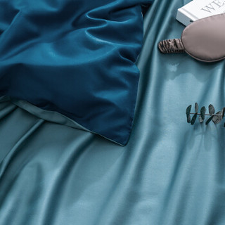 京东京造  圣诞款 60s高支缎纹四件套纯棉被套床单枕套全棉床上套件1.5m床孔雀蓝