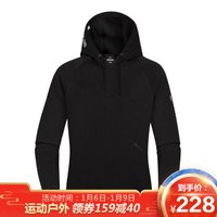 诺诗兰NORTHLAND 秋冬新款户外休闲运动服长袖T恤男女情侣款卫衣秋衣 中性款 纯黑色 XL  175/92A