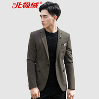 北极绒(Bejirong)西服男 2019秋新款男士商务休闲西服韩版小西装外套 QT6013-A35 绿色 2XL