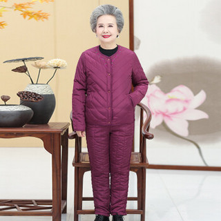 堡晟 2019冬季新款女装新品棉服女中老年人棉服奶奶装内胆60-70岁老人保暖套装 MMTH3503 紫色 5XL