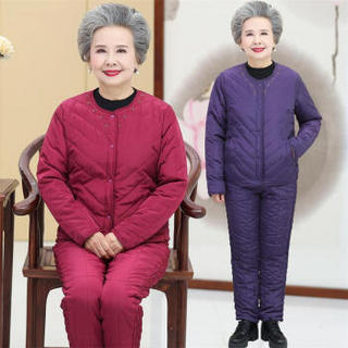 堡晟 2019冬季新款女装新品棉服女中老年人棉服奶奶装内胆60-70岁老人保暖套装 MMTH3503 紫色 5XL