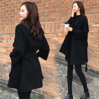 维迩旎 2019冬季新款女装黑色呢子大衣赫本风小个子加厚毛呢外套短款 XDD20 黑色 XL