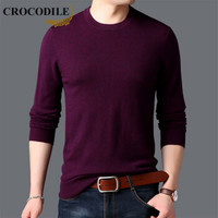 鳄鱼恤（CROCODILE）羊毛衫 男士2019秋冬时尚潮流休闲修身圆领套头毛衣 721-1-X6502-1 花兰紫 165/105