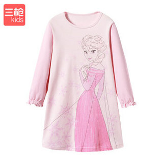 迪士尼 DISNEY 新疆棉刷绒女童长袖家居服睡裙 7D045A0 浅粉红 150