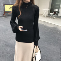 Halo Queen针织衫女套头秋冬2019新品女装纯色紧身半高领毛衣女韩版修身百搭打底衫A1913055155 黑色 均码