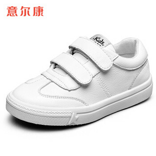 意尔康女童鞋新品儿童小白鞋休闲板鞋魔术贴男童运动鞋ECZ9535913-3W 白色 32
