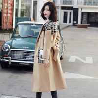 尚格帛 毛呢大衣2019冬季新品女装时尚气质呢子外套中长款韩版流行拼色保暖大衣潮 wpCWNN9228 驼色 S