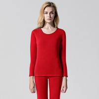 稻草人保暖内衣女加厚加绒冬季情侣秋衣秋裤女士棉毛衫套装AH852W9 大红-女 L