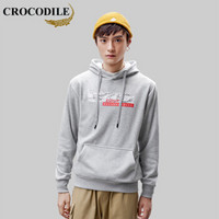 鳄鱼恤（CROCODILE）加绒卫衣 男士2019秋冬时尚潮流韩版休闲连帽卫衣 A037-KL1915 麻灰 L