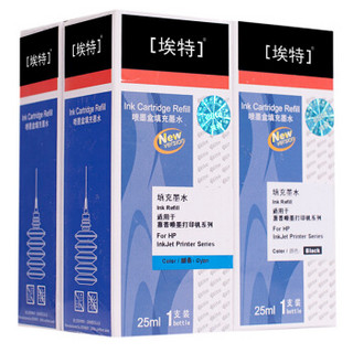 埃特（elite_value） 填充墨水 4支套装/25ML (适用惠普喷墨打印机系列)