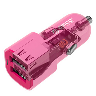 奥睿科（ORICO）UCL-2U 双口USB车载充电器 智能匹配充电设备 苹果安卓手机平板通用 粉色