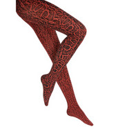 Wolford/沃尔福特女Blotched Snake新品斑点蛇紧身连裤袜 14751 8820红黑色 XS