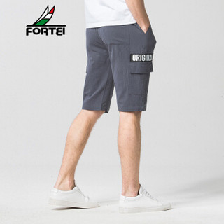 富铤（FORTEI）男士短裤 2020夏季新款休闲潮流日常百搭宽松薄款多袋五分工装裤 39651012 深灰 3XL