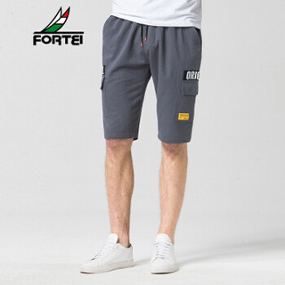 富铤（FORTEI）男士短裤 2020夏季新款休闲潮流日常百搭宽松薄款多袋五分工装裤 39651012 深灰 3XL